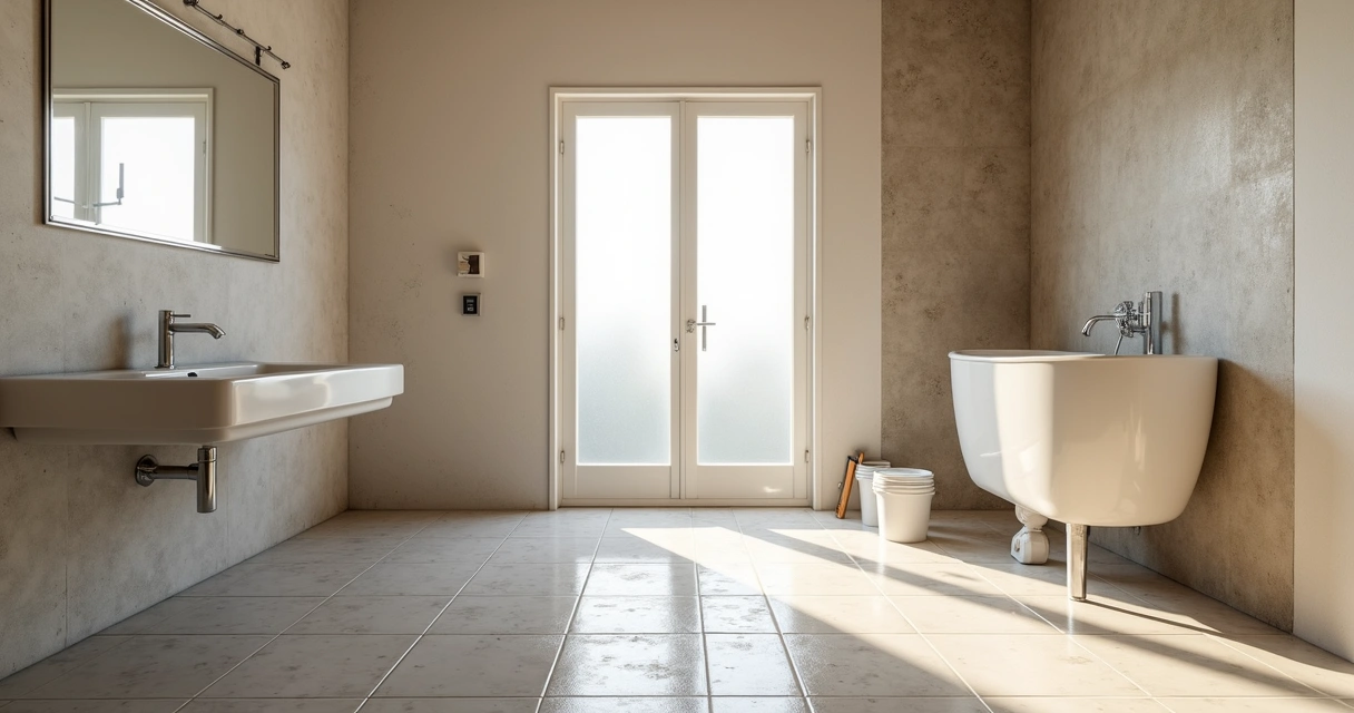 Obras de impermeabilização num wc doméstico no Algarve 