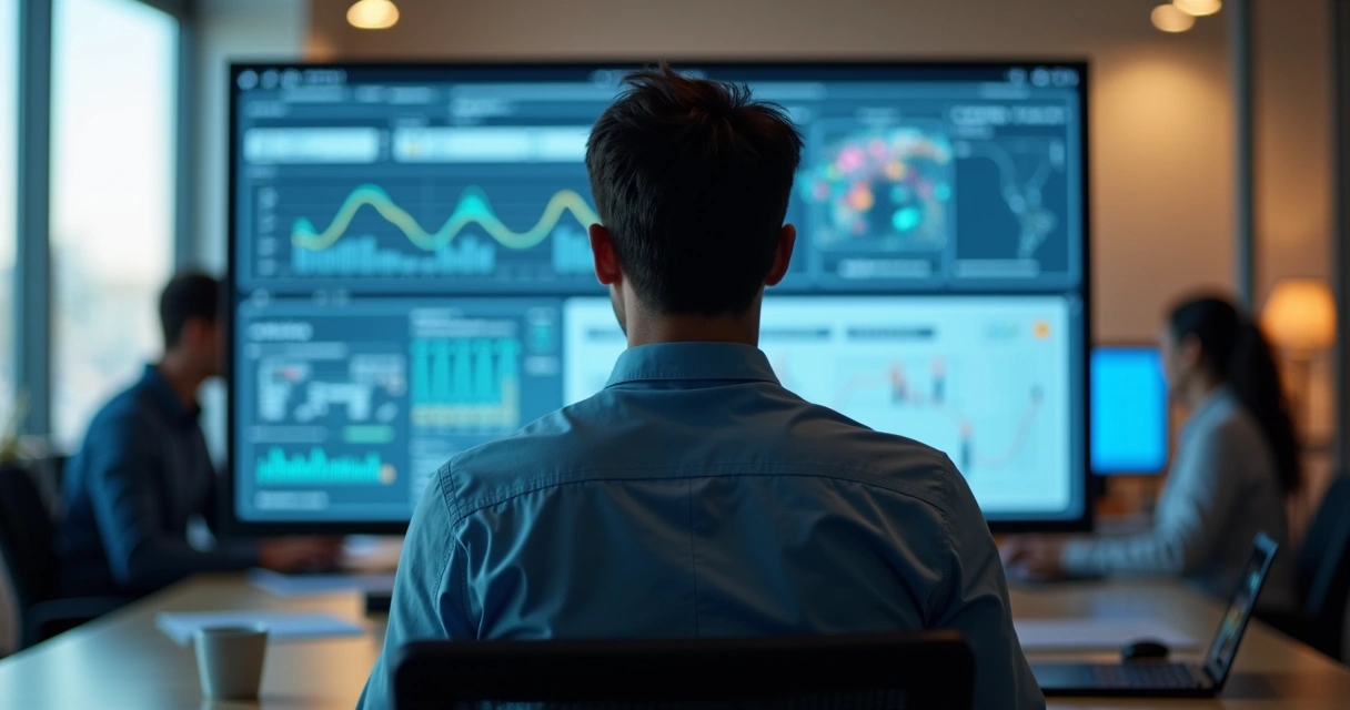Profissional configurando agente de IA em tela de computador em ambiente empresarial 
