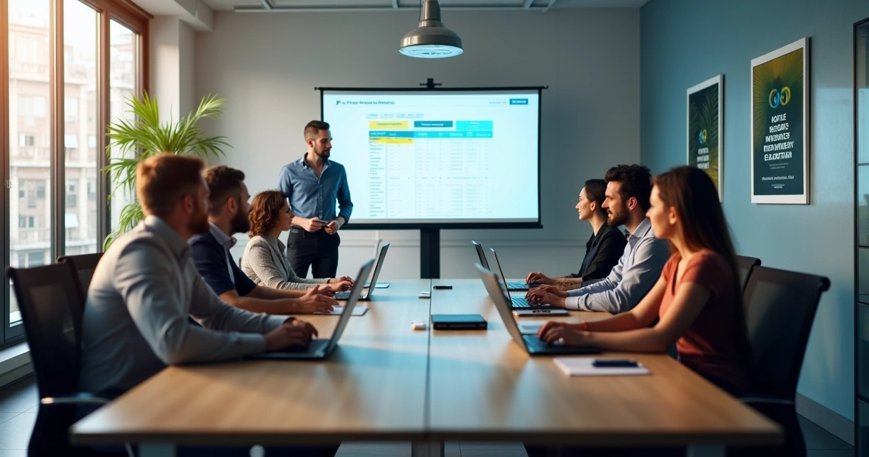 Equipe treinando uso do ERP na PME