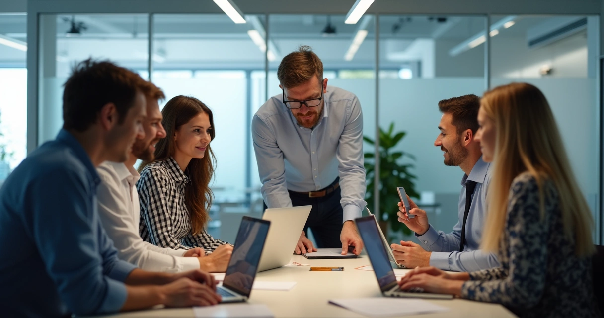 Equipe de pequena empresa em treinamento para utilizar o relógio de ponto digital 