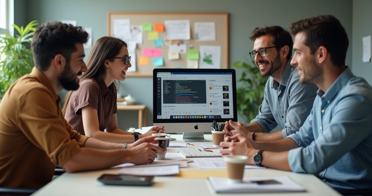 Equipe pequena implantando CRM acessível em escritório