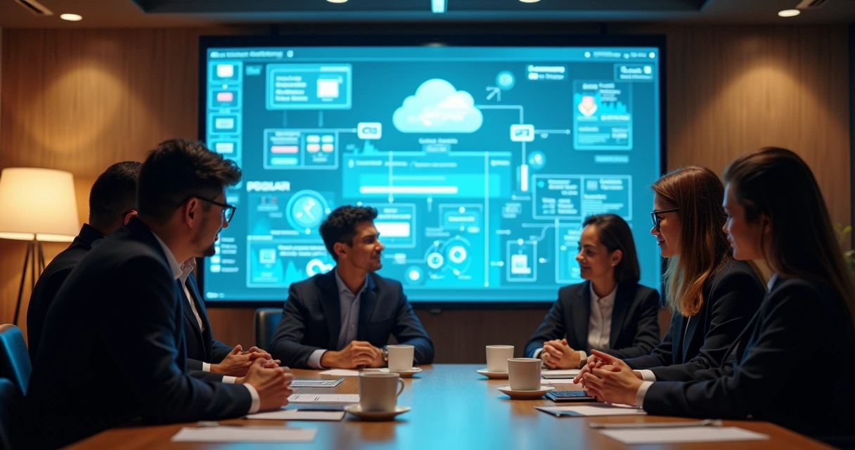 Equipe jurídica implementando novo sistema digital no escritório 