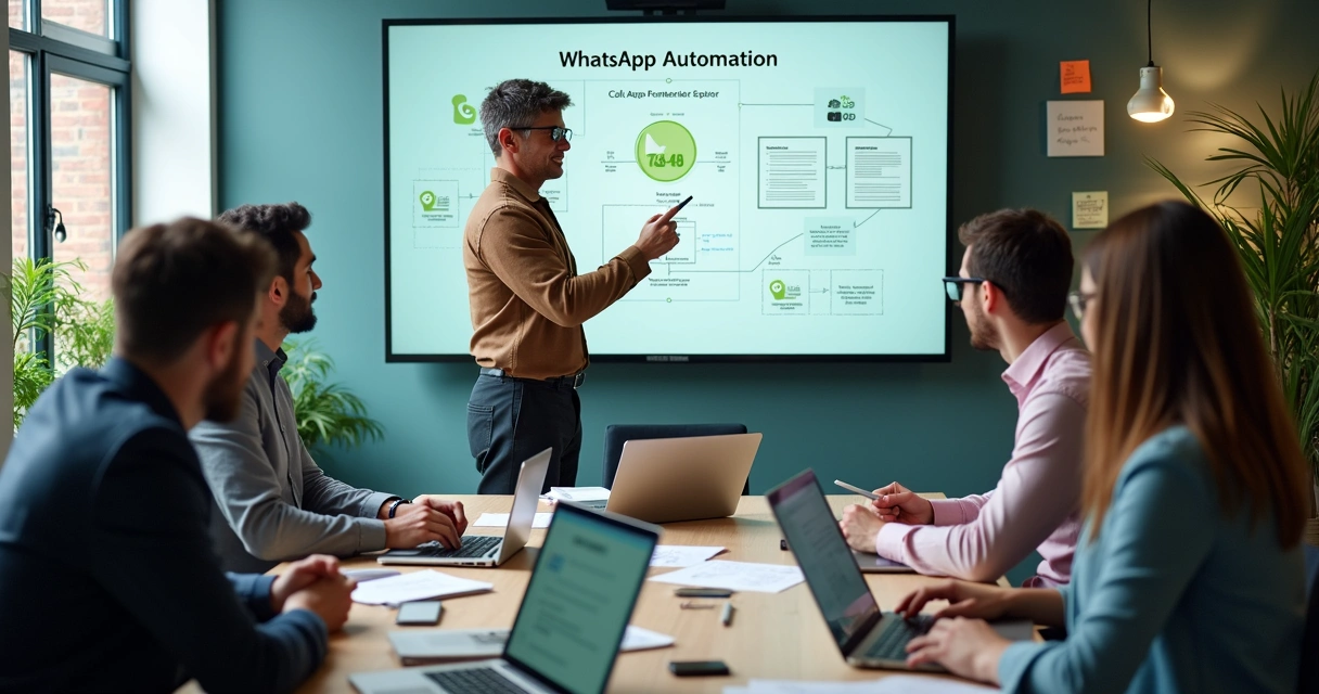 Equipe planejando a implementação de automação no WhatsApp 