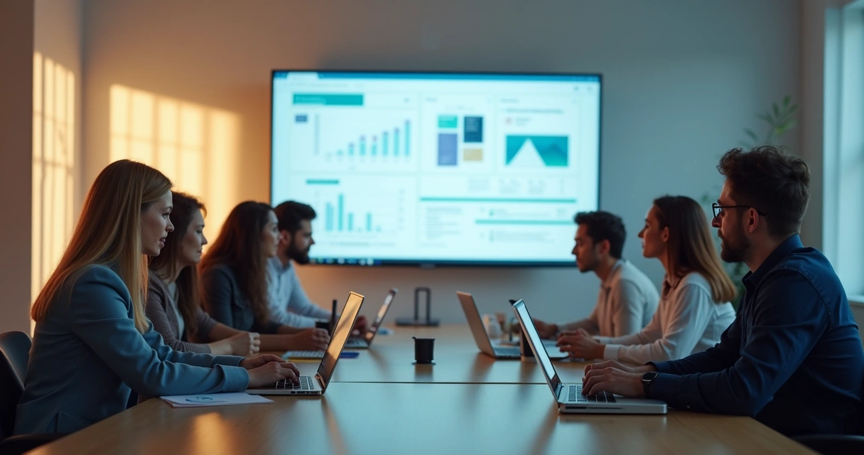 Time de vendas implantando novo CRM em reunião 