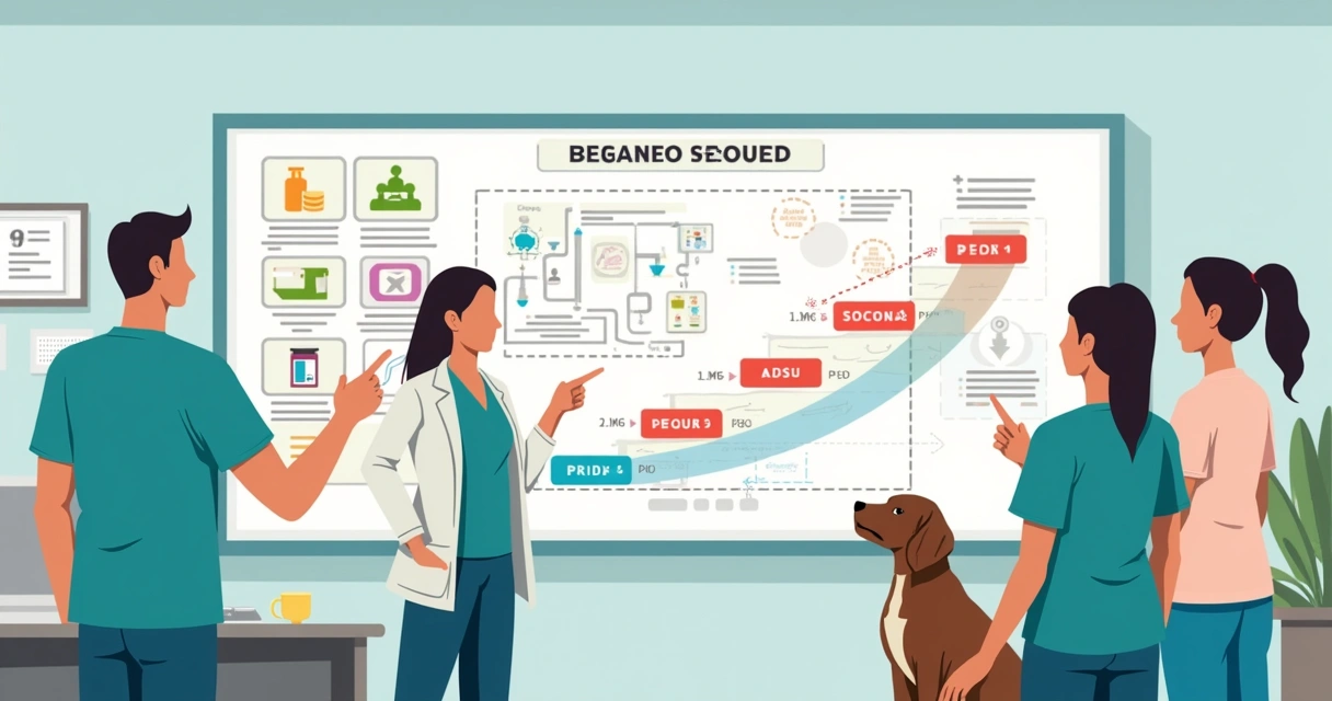 Plano de implementação de analgesia multimodal em mural de clínica veterinária 