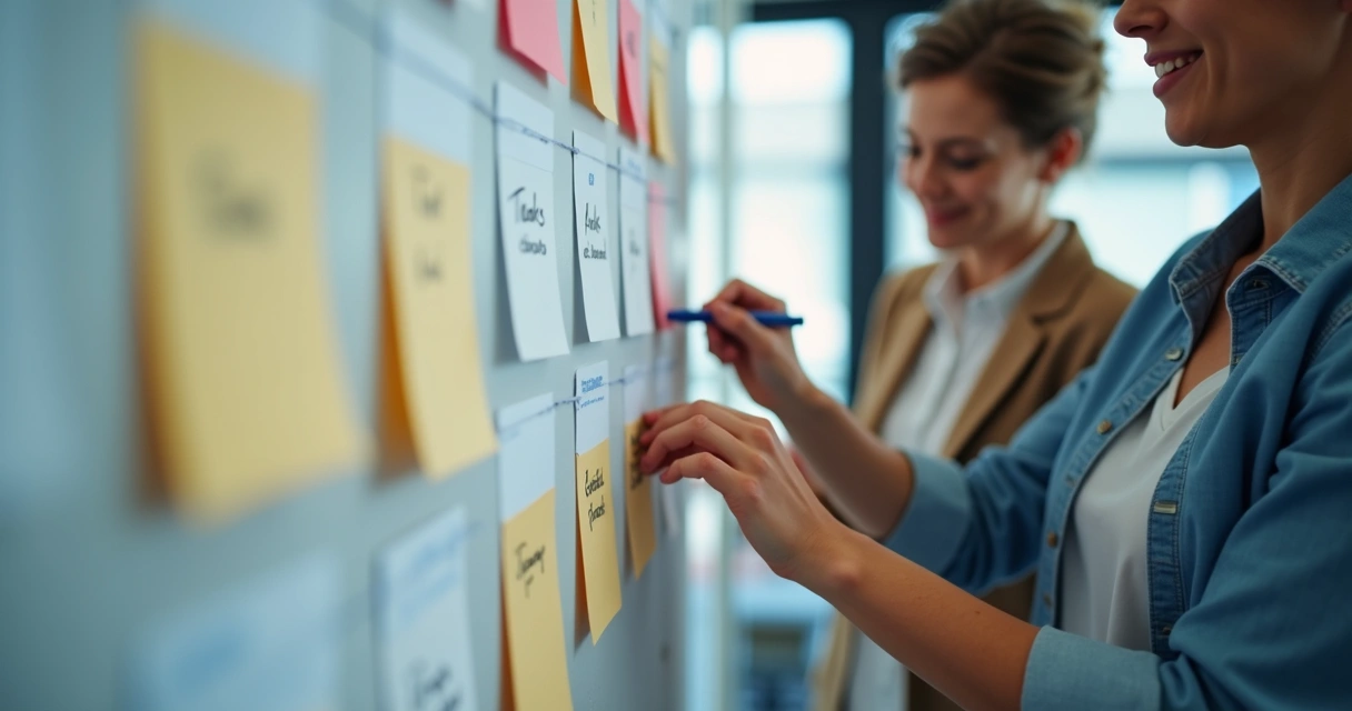 Primeira implementação de Kanban com quadro sendo montado 