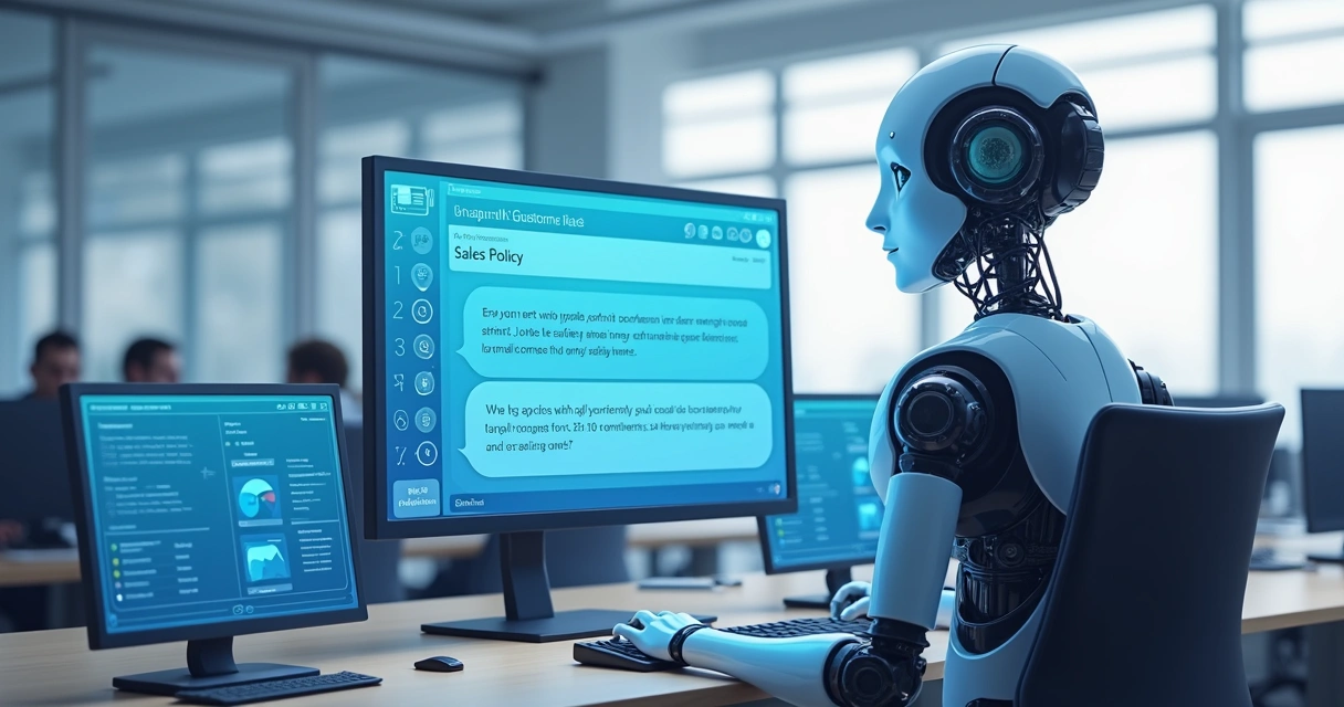 Chatbot interno atuando em ambiente corporativo com interface moderna 