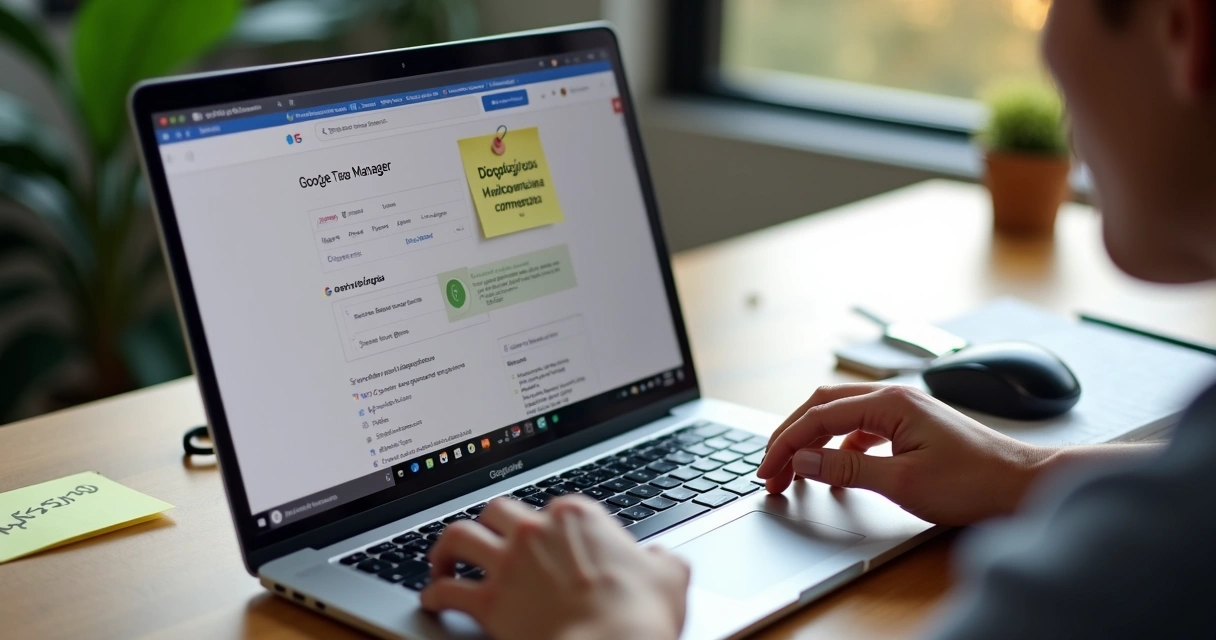 Configuração de tags de remarketing em um laptop 