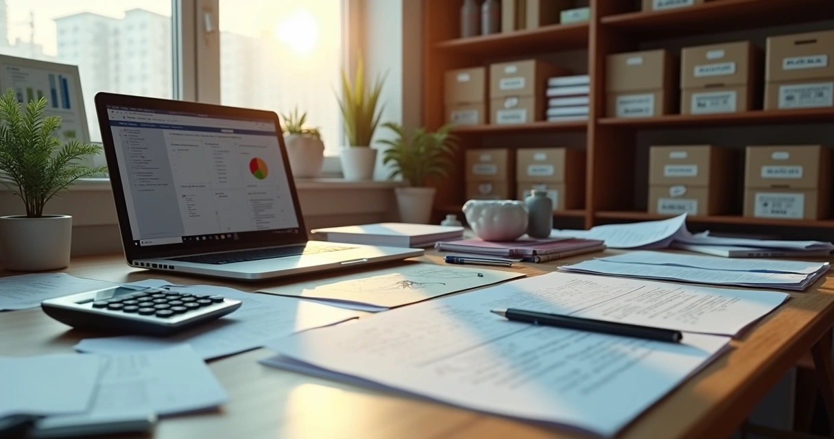 Mesa com documentos, computador e mercadorias importadas da China, destacando erros comuns na importação 