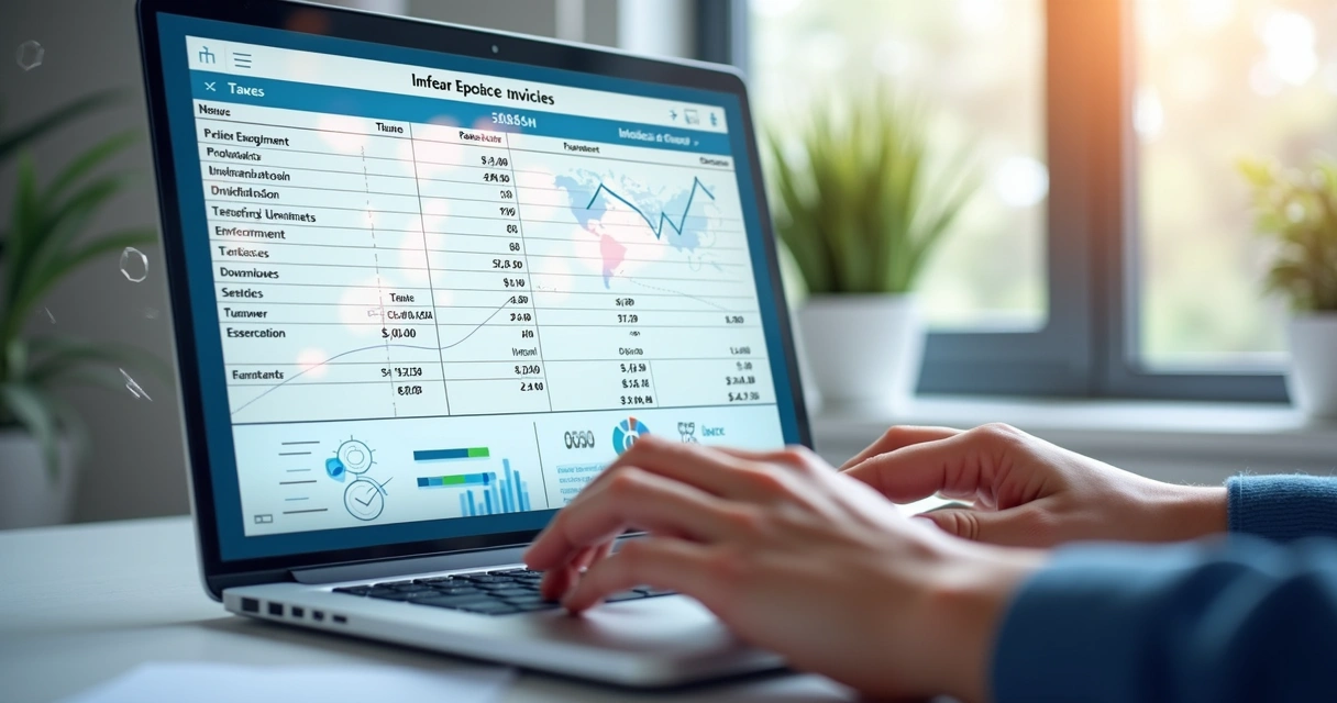 Planilha digital de notas fiscais sendo importada por sistema contábil 