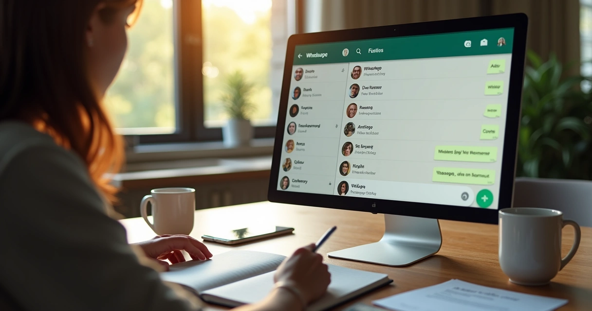 Administrador usando notebook para importar contatos em grupo WhatsApp 
