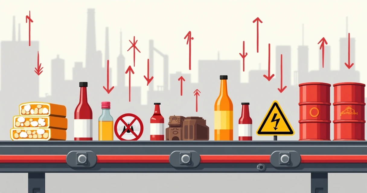 Produtos industriais sujeitos ao imposto seletivo exibidos em ilustração 