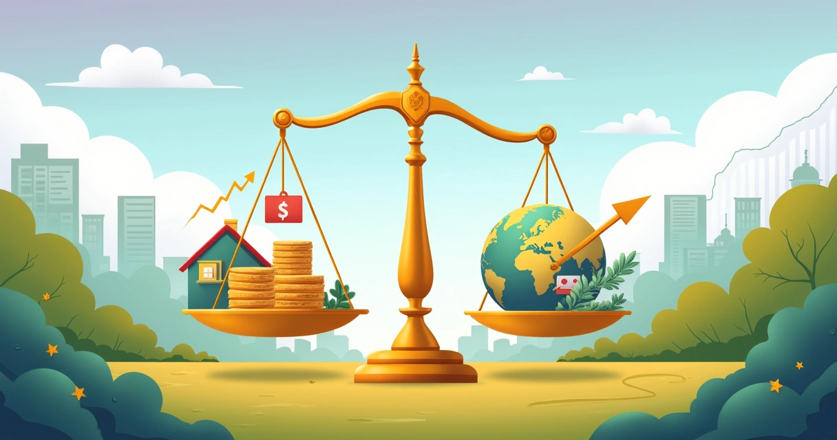 Ilustração de operações financeiras representando empréstimos, câmbio, seguros e investimentos.