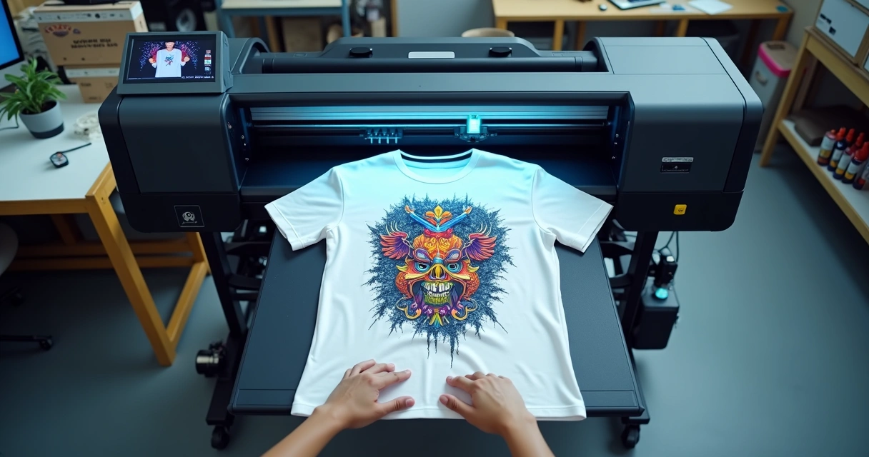 Impressão digital personalizada em camiseta branca 