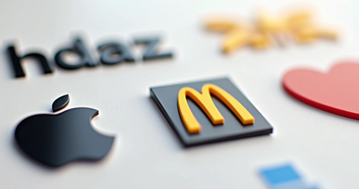 Detalhes de logotipos conhecidos em close em uma superfície branca