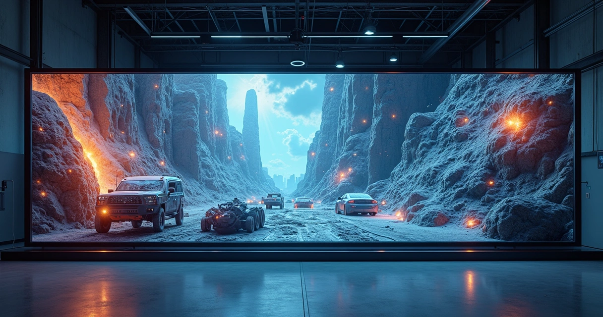 Impressora 3D produzindo display expositor personalizado em ambiente industrial de alta tecnologia 