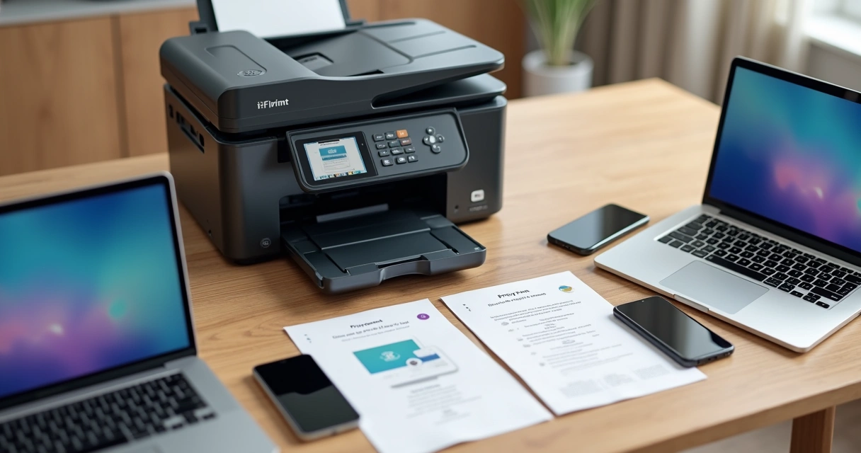 Impressora Wi-Fi conectada a diversos dispositivos eletrônicos 