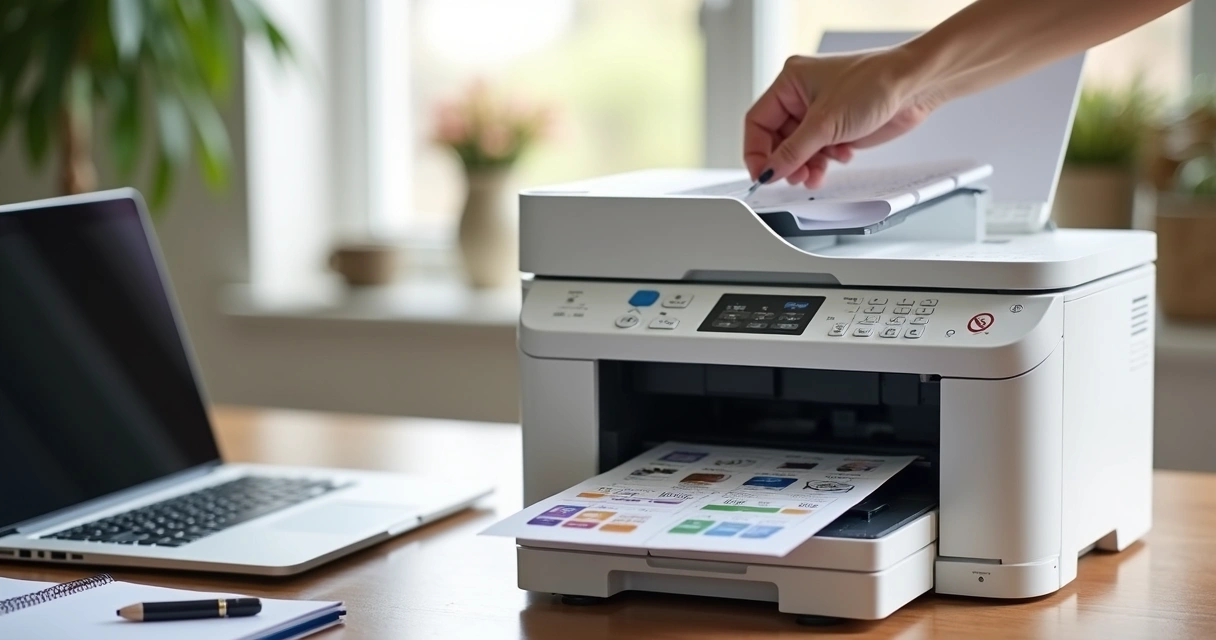 Multifuncional tanque de tinta com papéis sendo impressos 