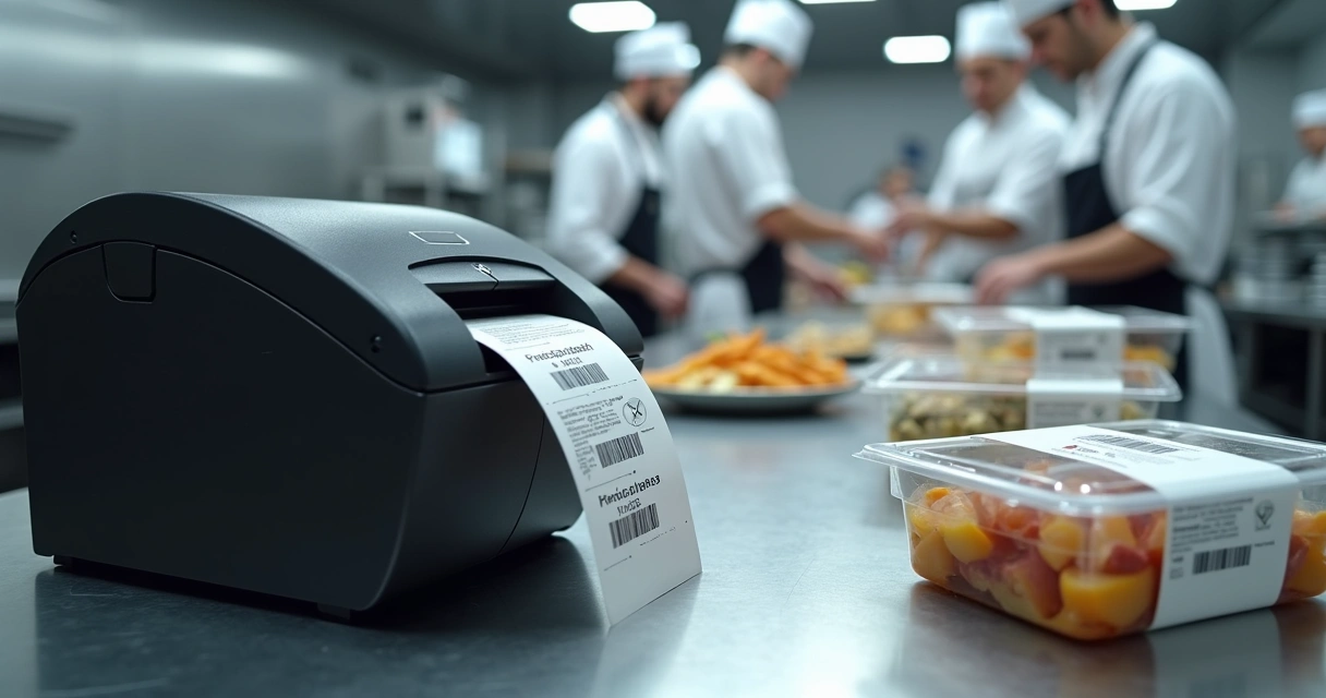 Impressora térmica em balcão de cozinha industrial