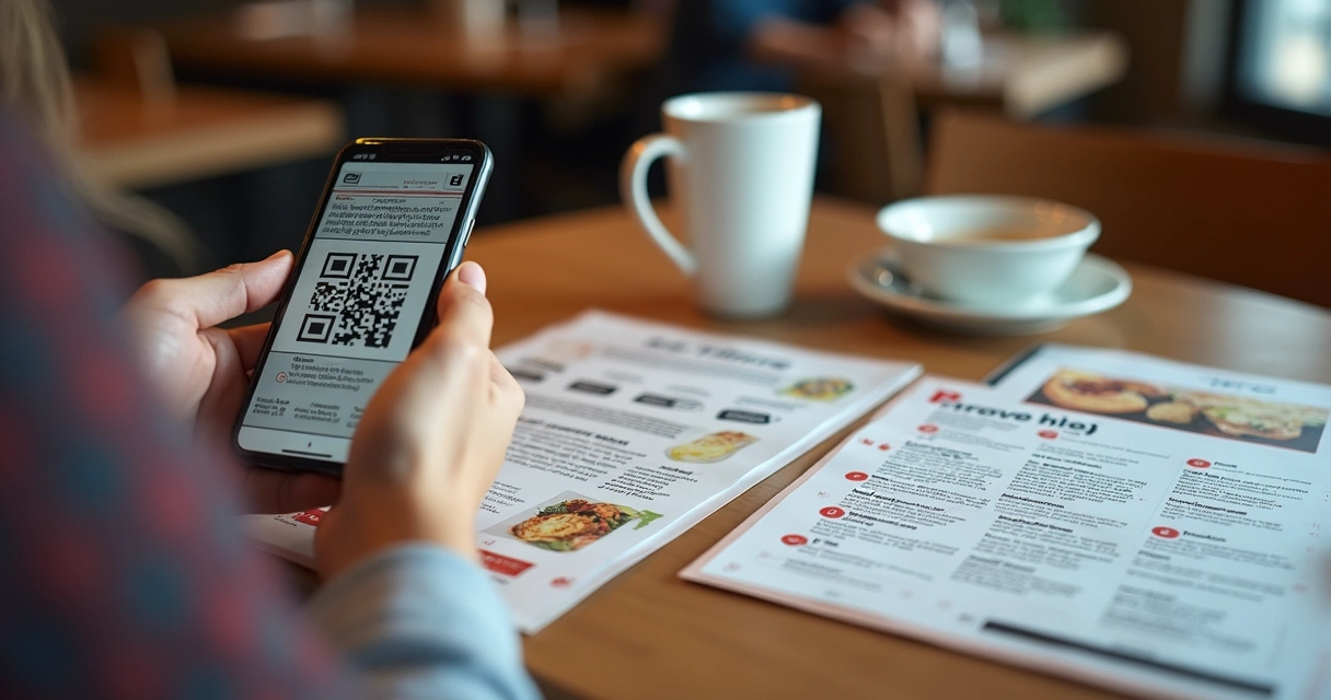 Impressos com QR code levando ao cardápio digital 