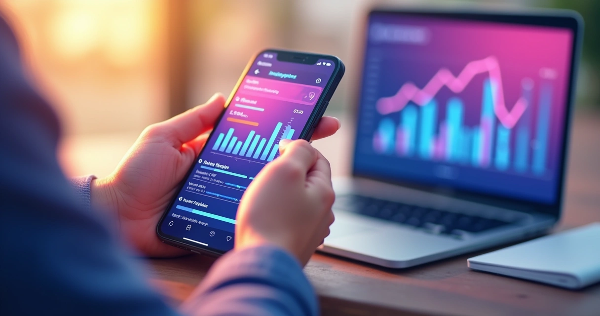 Pessoa analisando resultados de campanha no Instagram 