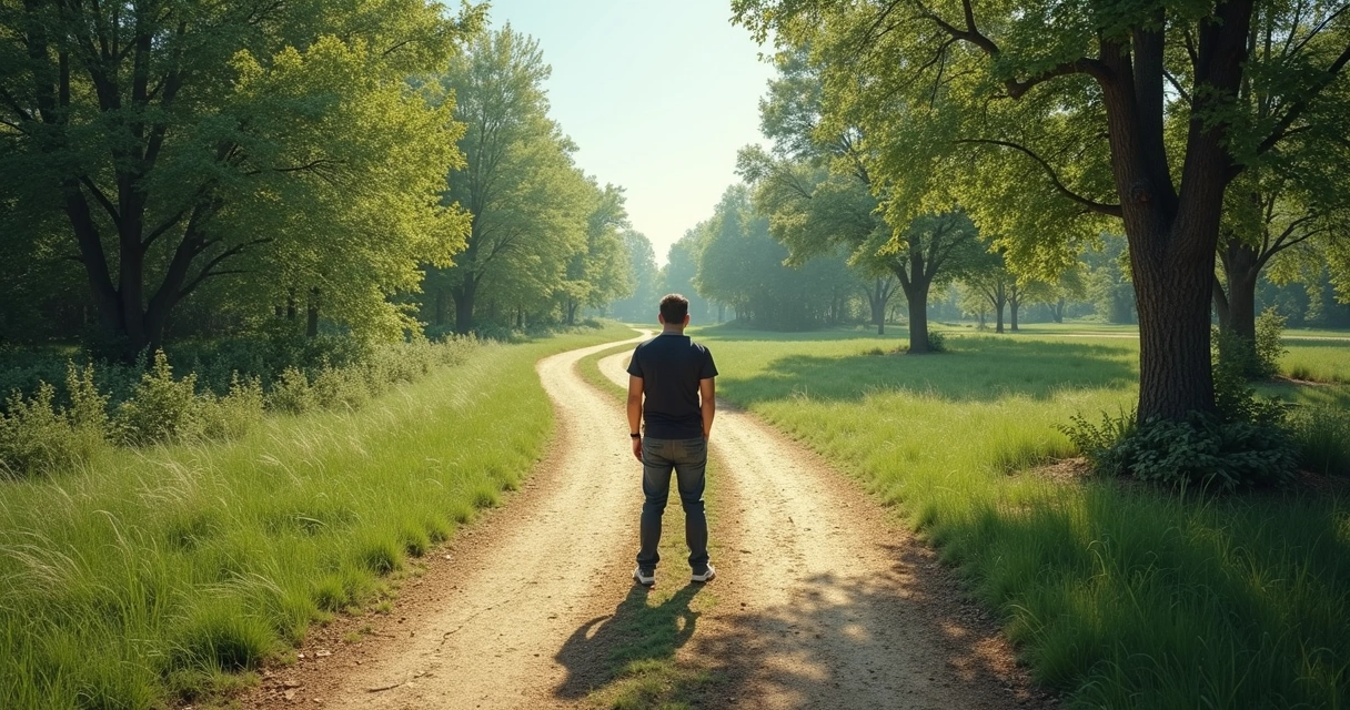Persona frente a dos caminos dudando antes de decidir por impulso 