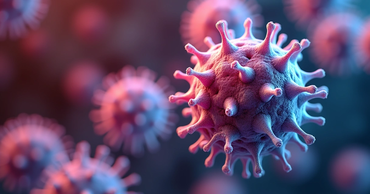 Simulação de terapia-alvo em células sanguíneas vista ao microscópio 