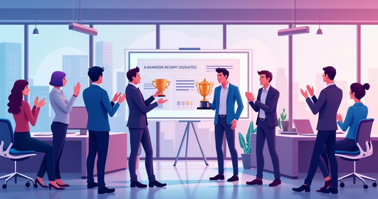 Entrega de prêmios e ranking de parceiros em ambiente corporativo 