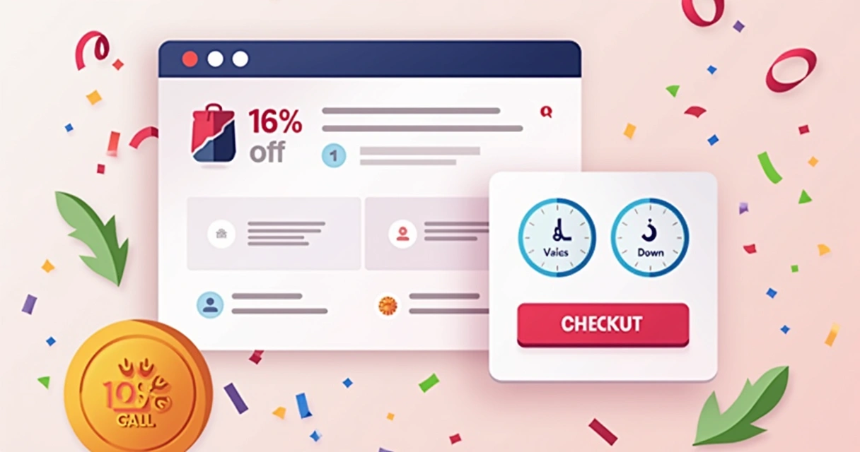 Checkout com destaque para desconto temporário e contagem regressiva ao lado do botão de finalizar compra. 