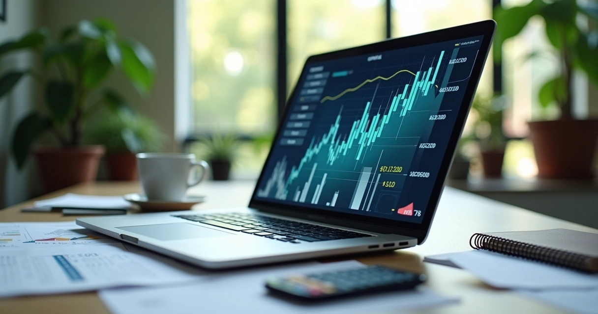 Laptop com gráficos de impostos e incentivos 