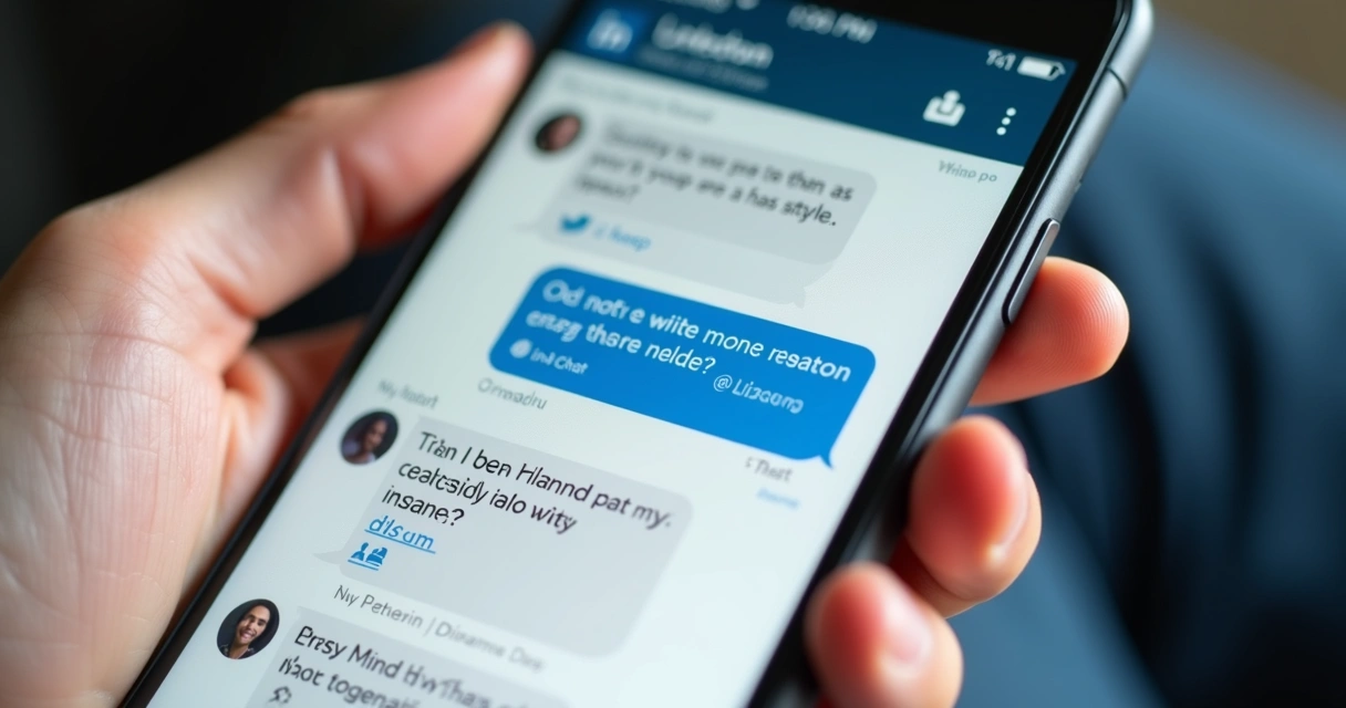 Chat automatizado no LinkedIn mostrando respostas automáticas diretas na DM