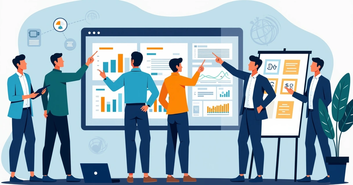 Diferentes técnicos de TI analisando telas e discutindo solução de incidente 