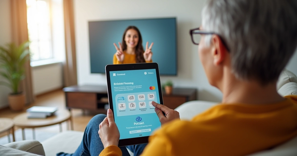 Pessoa surda acessando serviço financeiro online 