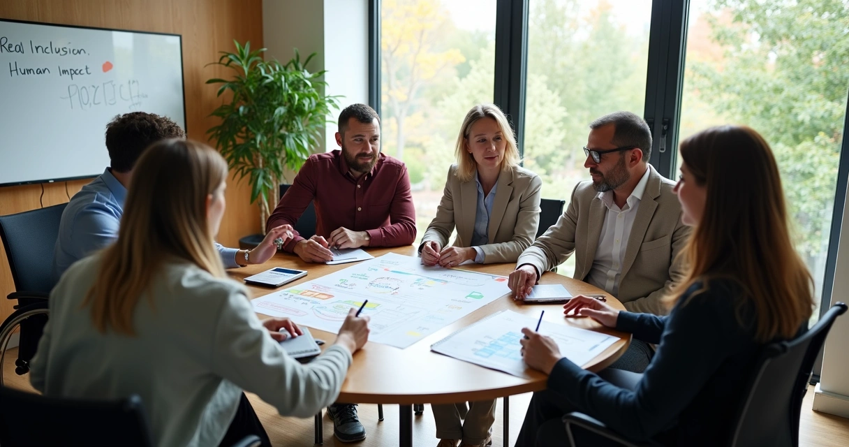 Equipe diversa em reunião colaborativa em empresa moderna 