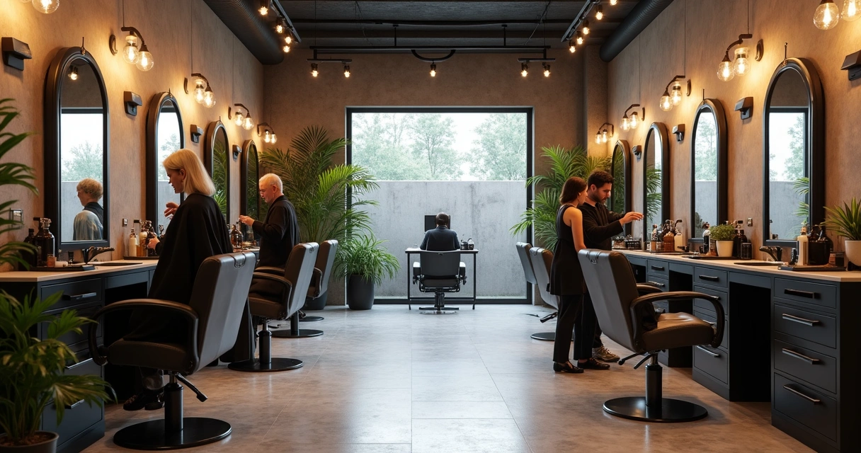 Modern inclusive salon and barbershop interior 