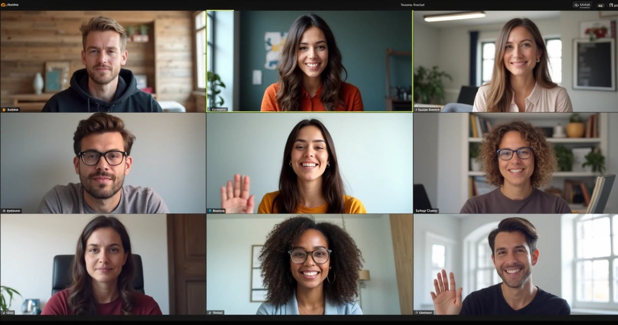 Inclusive virtual team meeting with diverse members engaged in discussion 