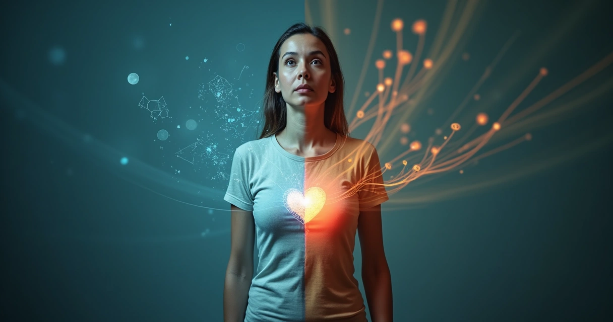 Persona dividida entre mente emoción y acción en un mismo cuerpo 