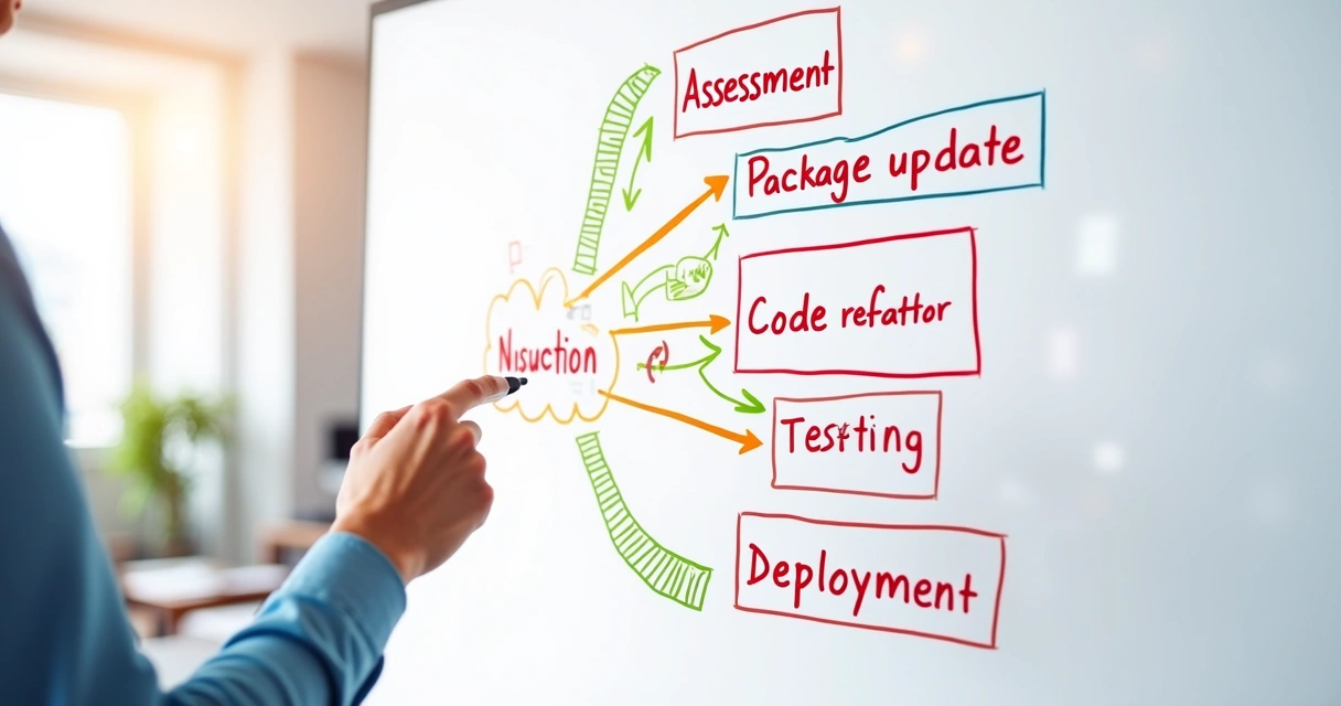 Incremental Laravel upgrade sequence diagram 