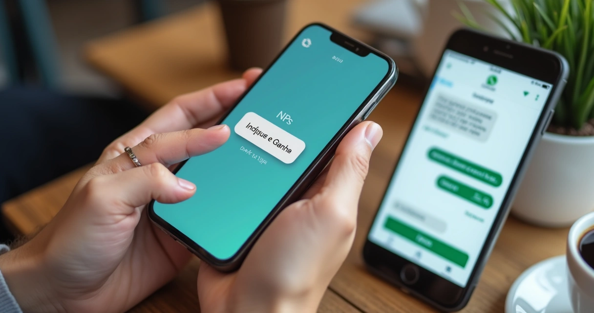 Botão de indicação em aplicativo sendo enviado pelo WhatsApp