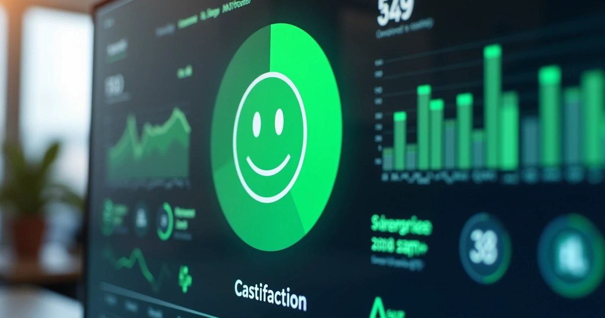 Ícone de satisfação do cliente exibido em painel digital 