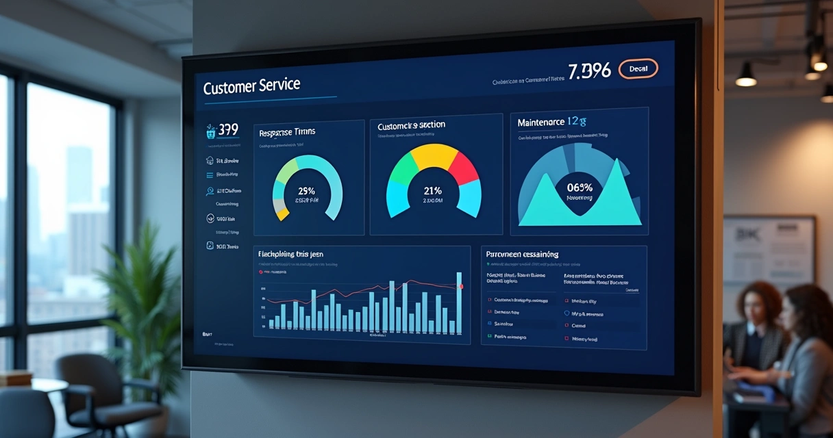 Dashboard com indicadores de atendimento pós-obra na construção civil 