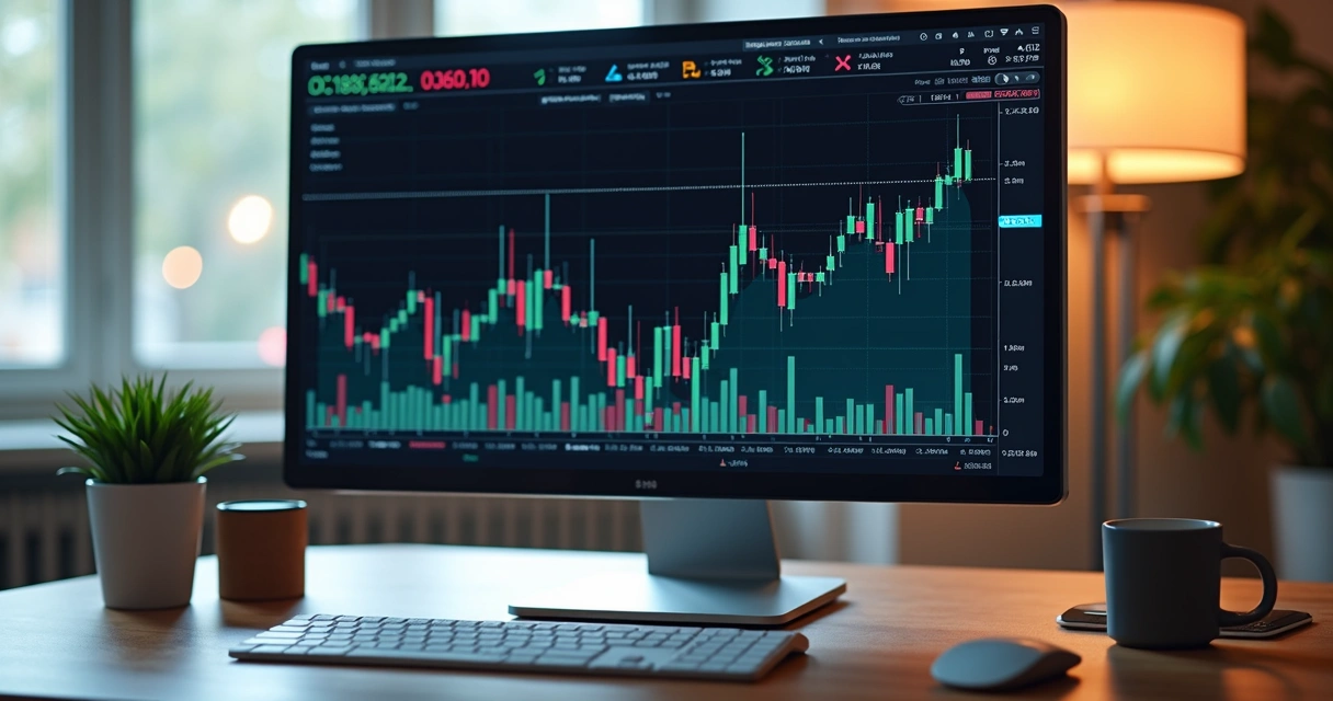 Monitor mostra indicadores financeiros-chave em gráficos simples 