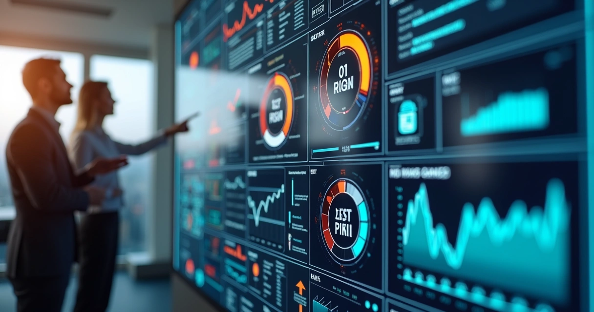 Indicadores-chave de risco apresentados em dashboard digital 