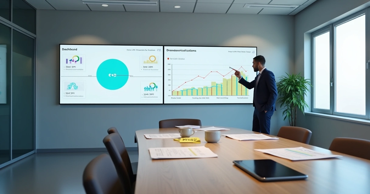 Painel com indicadores de saúde, educação e transporte. 
