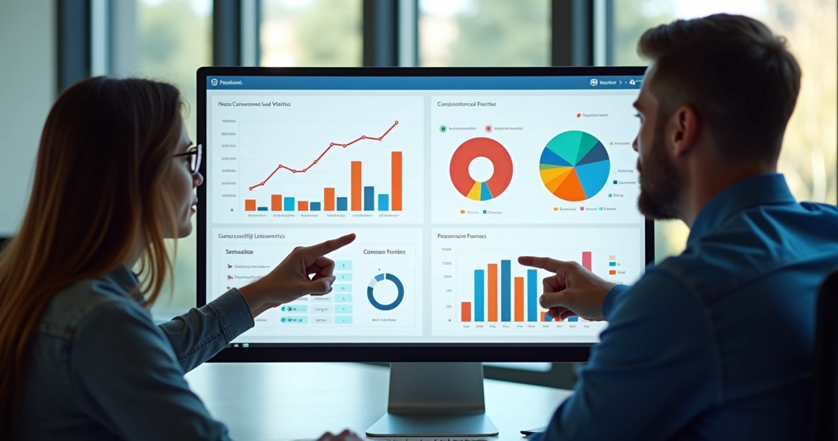 Tela com gráficos de indicadores de crescimento para empresas de cobrança 