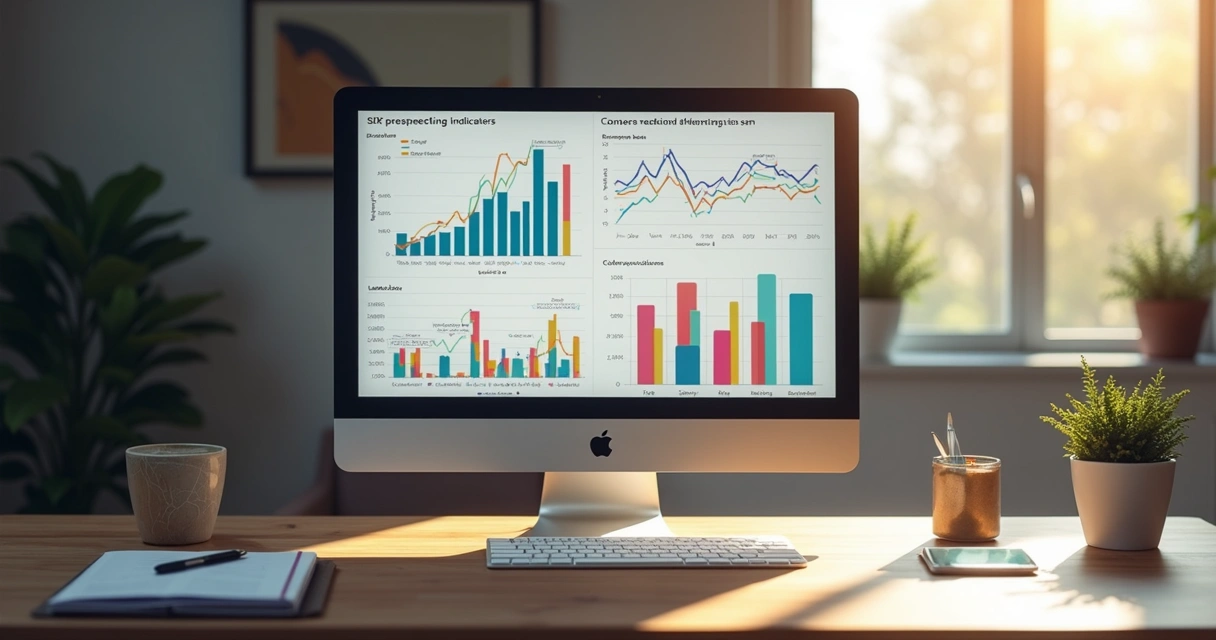 15 Erros Comuns de SDR que Comprometem a Prospecção B2B 3 Gráfico de indicadores de prospecção B2B em tela de computador