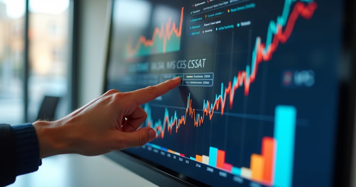 Painel de indicadores de CX em tela de computador 