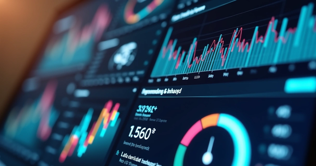 Dashboard digital exibindo indicadores de dados 