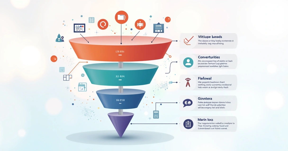 Gráfico de funil de vendas B2B mostrando métricas em cada etapa. 