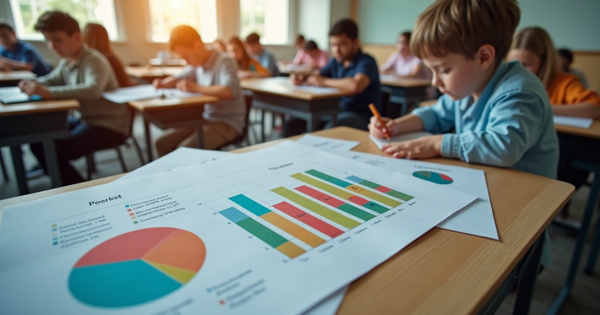 Gráfico de barras coloridas com indicadores de desempenho acadêmico em curso livre 